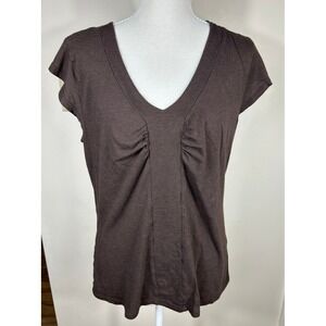 VTG Y2K Tweeds Ruched Bust Babydoll Top Women's L Pima Cotton Modal Brown Nature